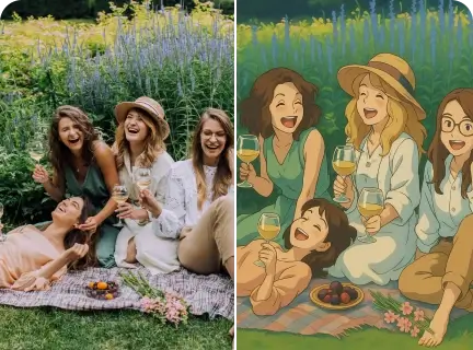Ghibli Style Friends Photo