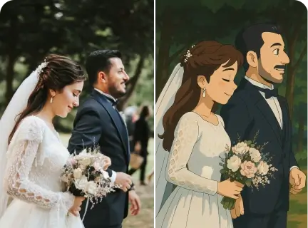 Couple Photo in Ghibli Style